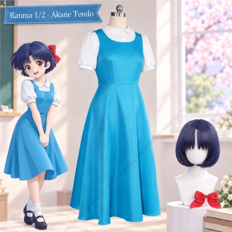 Ranma 1/2 Akane Tendo Cosplay  - Anime Cosplay Blue Hair review and price